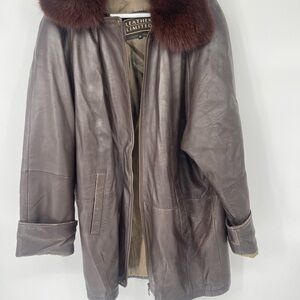 Brown Leather Jacket with Fur Collar